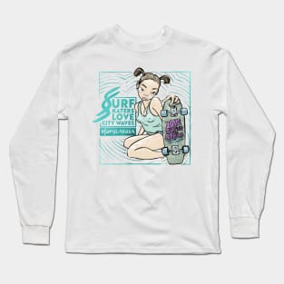 Surf skaters love city waves Long Sleeve T-Shirt